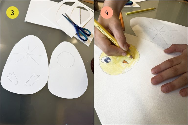 Izdelaj piščančka: koraka 3 in 4